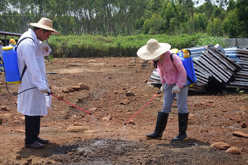 副校長馬乃祥為豬場防疫消毒 (熱農(nóng)學(xué)院 葉朝錦攝影).JPG